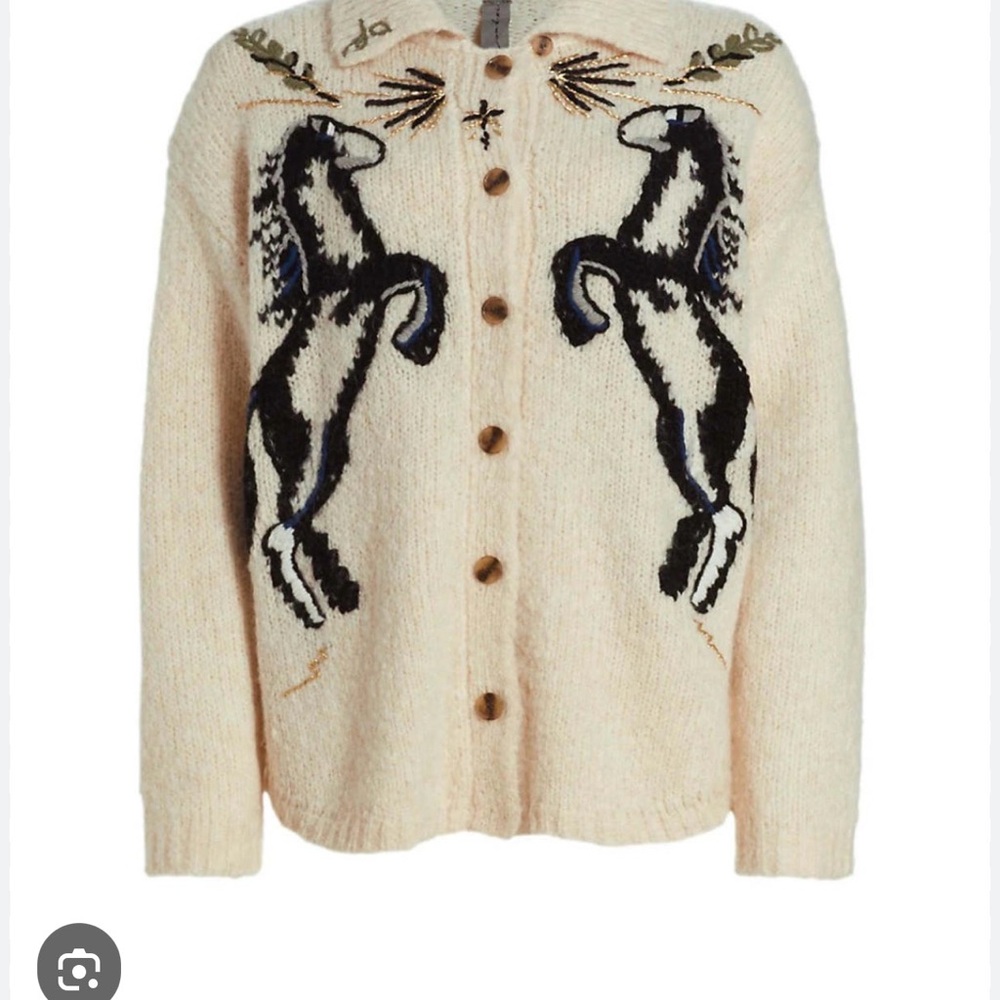 Raquel Allegra Cream and Black Horse Cardigan